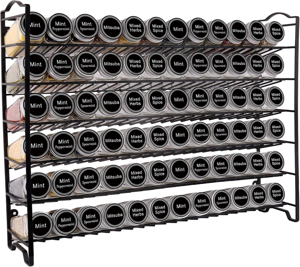 72 Empty Square Spice Jars Spice Rack Organizer with Labels and Funnel B744723