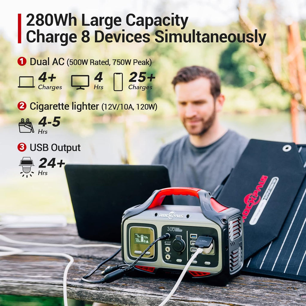 300W Portable Power Station with 100W Solar Panel Y7786