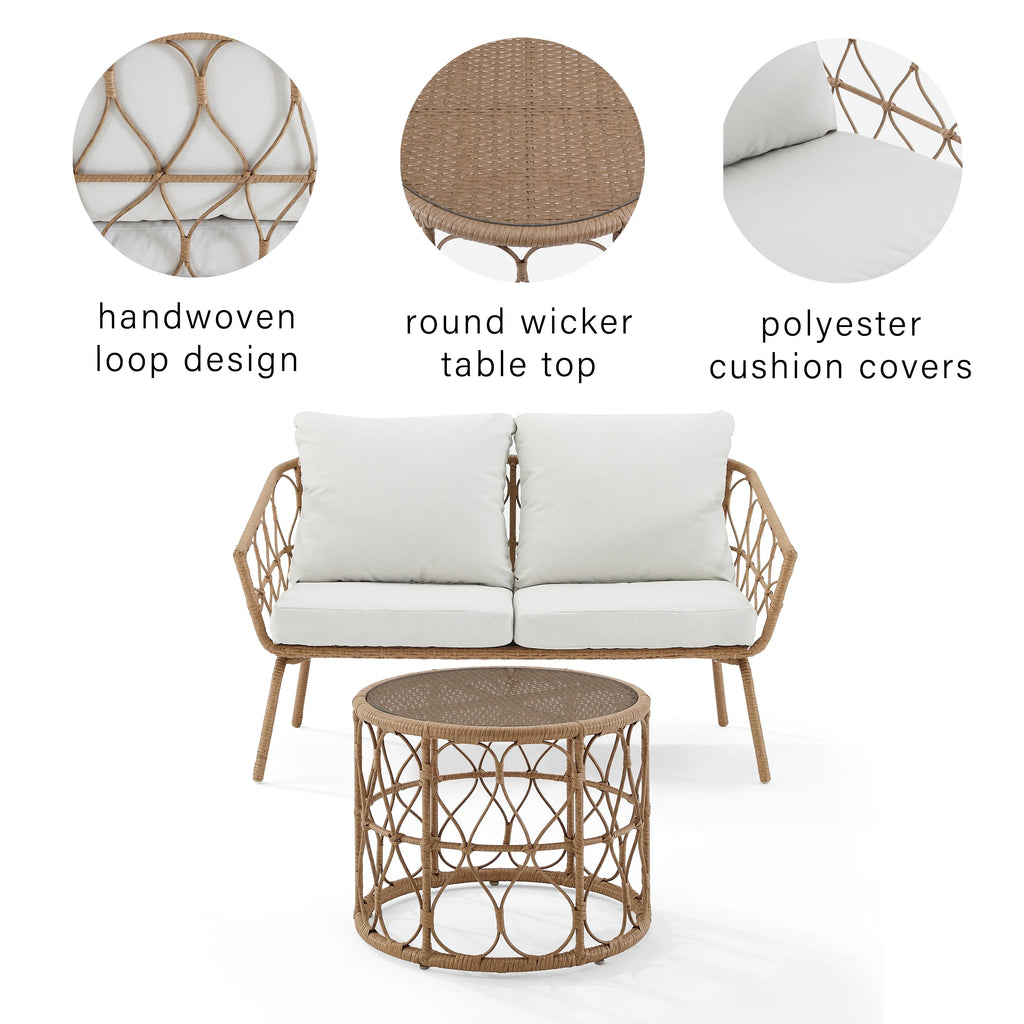 Natural Wicker Outdoor Conversation Set H428