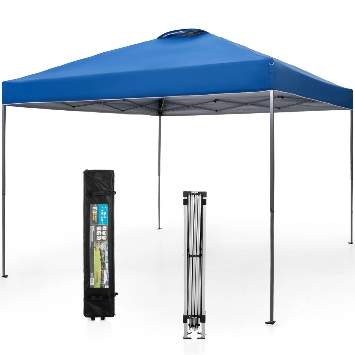 10' x 10' Blue Pop Up Canopy Tent with Wheeled Bag S680