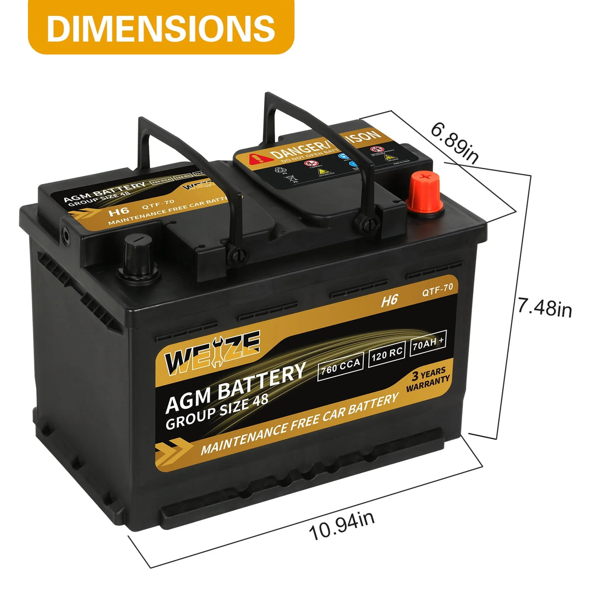 12v 80ah 850CCA Automotive Battery O403394