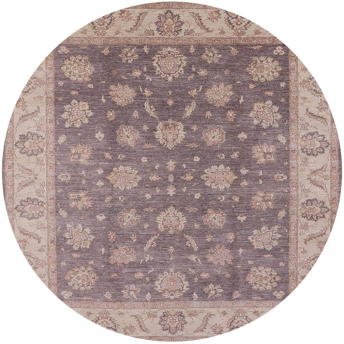 Mauve Taupe Purple Round Oriental Area Rug T24595