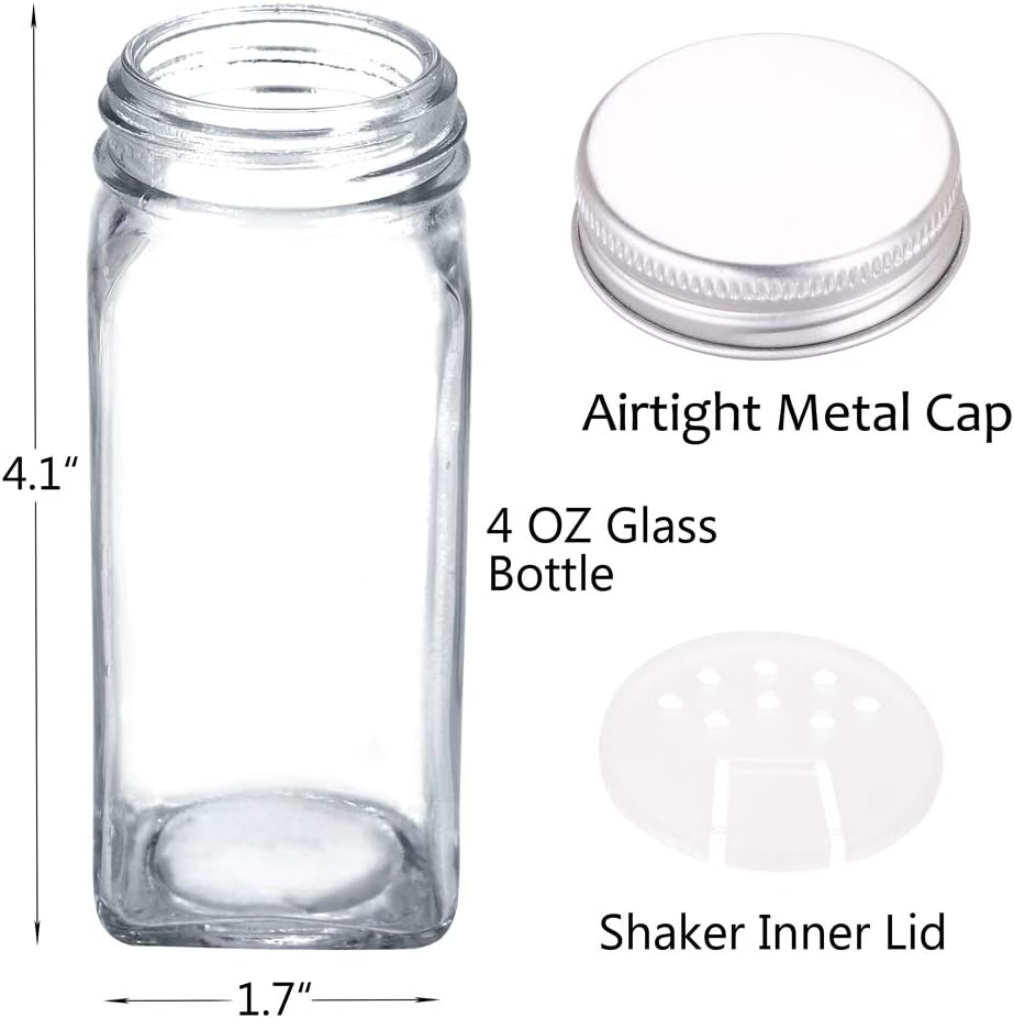72 Empty Square Spice Jars Spice Rack Organizer with Labels and Funnel B744723