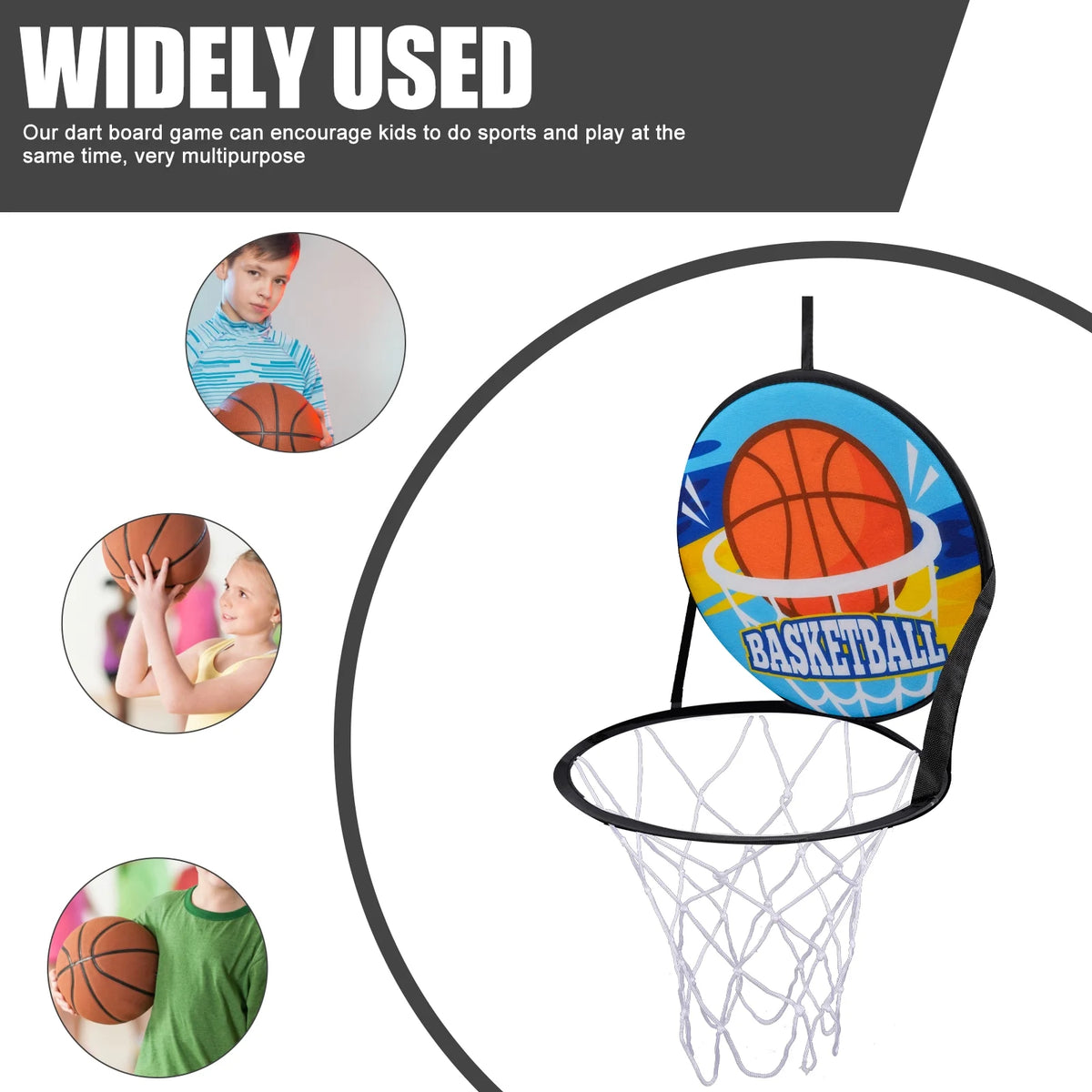 Double Sided Basketball Hoop Dart Board Sticky Ball Set A327802
