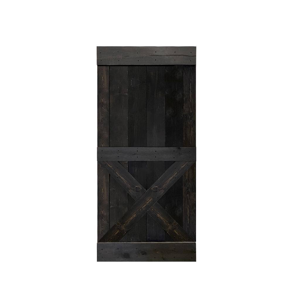 Charcoal Black Solid Knotty Pine Wood Interior Sliding Barn Door Slab G667