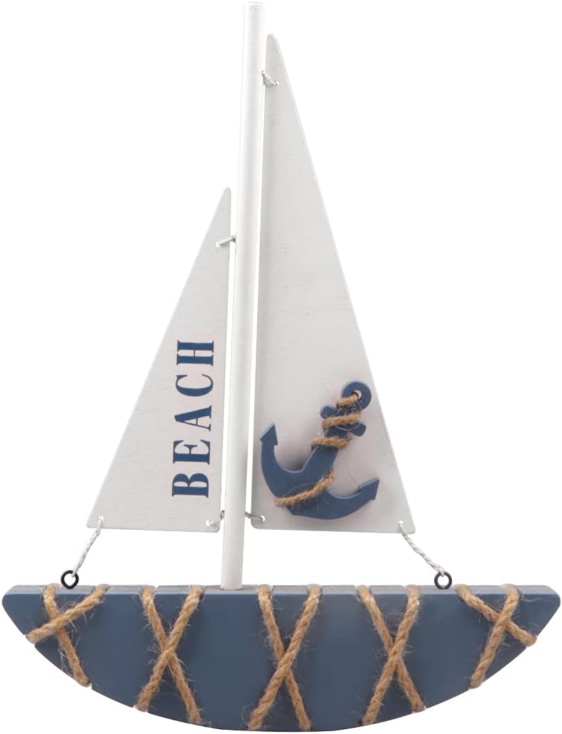 Wooden Sailboat Model Decoration 8.3 x 1.18 x 11 Inches P214