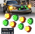 White Amber LED Strobe Lights Kit, Surface Mount Flashing Hazard Warning Light - 8 PCS U74822