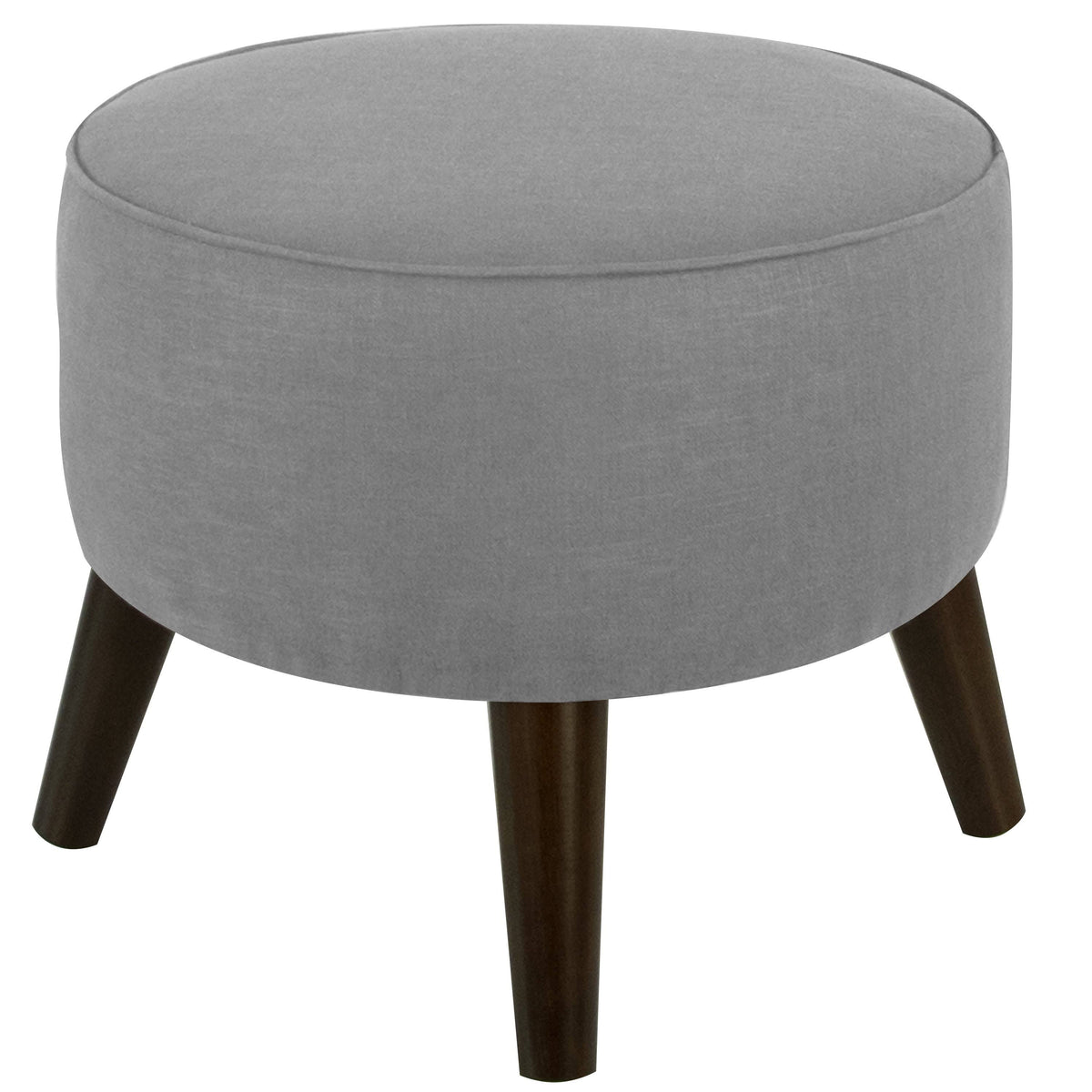 Black Linen Round Ottoman O456