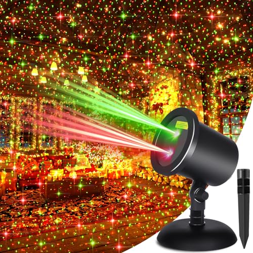 Red & Green Stars Motion Laser Christmas Lights Projector Q263766