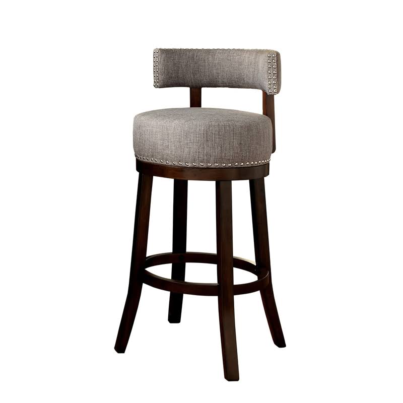 Light Gray Fabric Swivel Bar Stool (Set of 2) D816