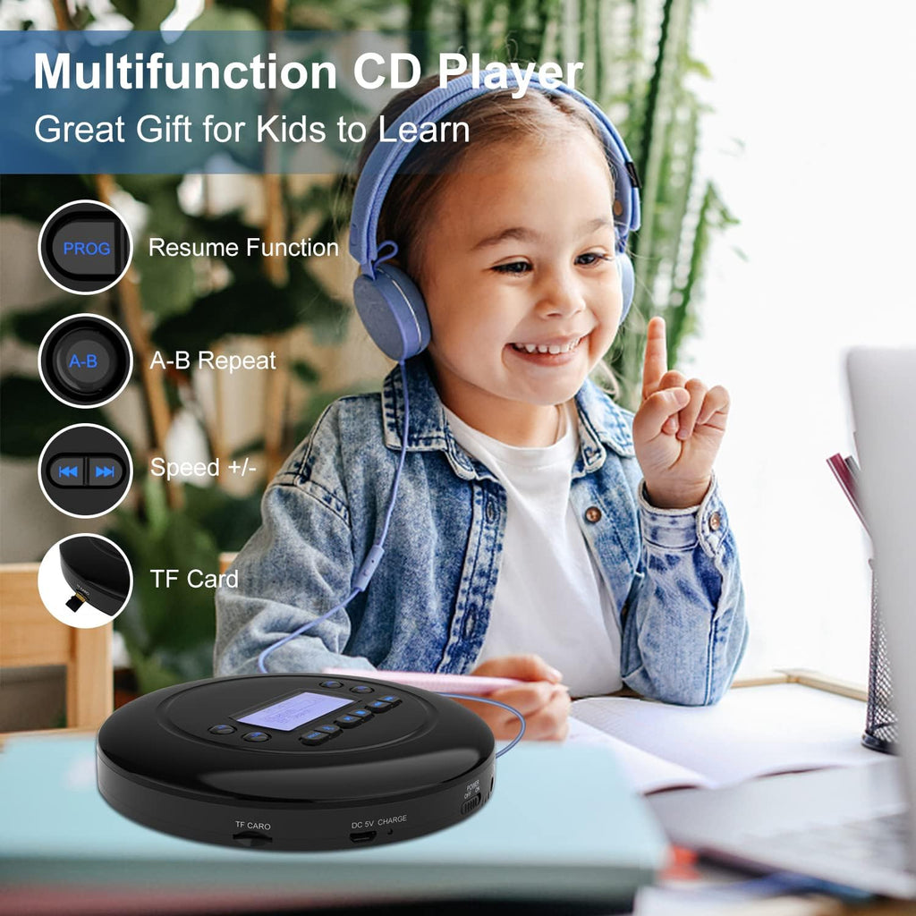 Pack of 2 Portable Bluetooth CD Player with Dual Headphone Jack T35048