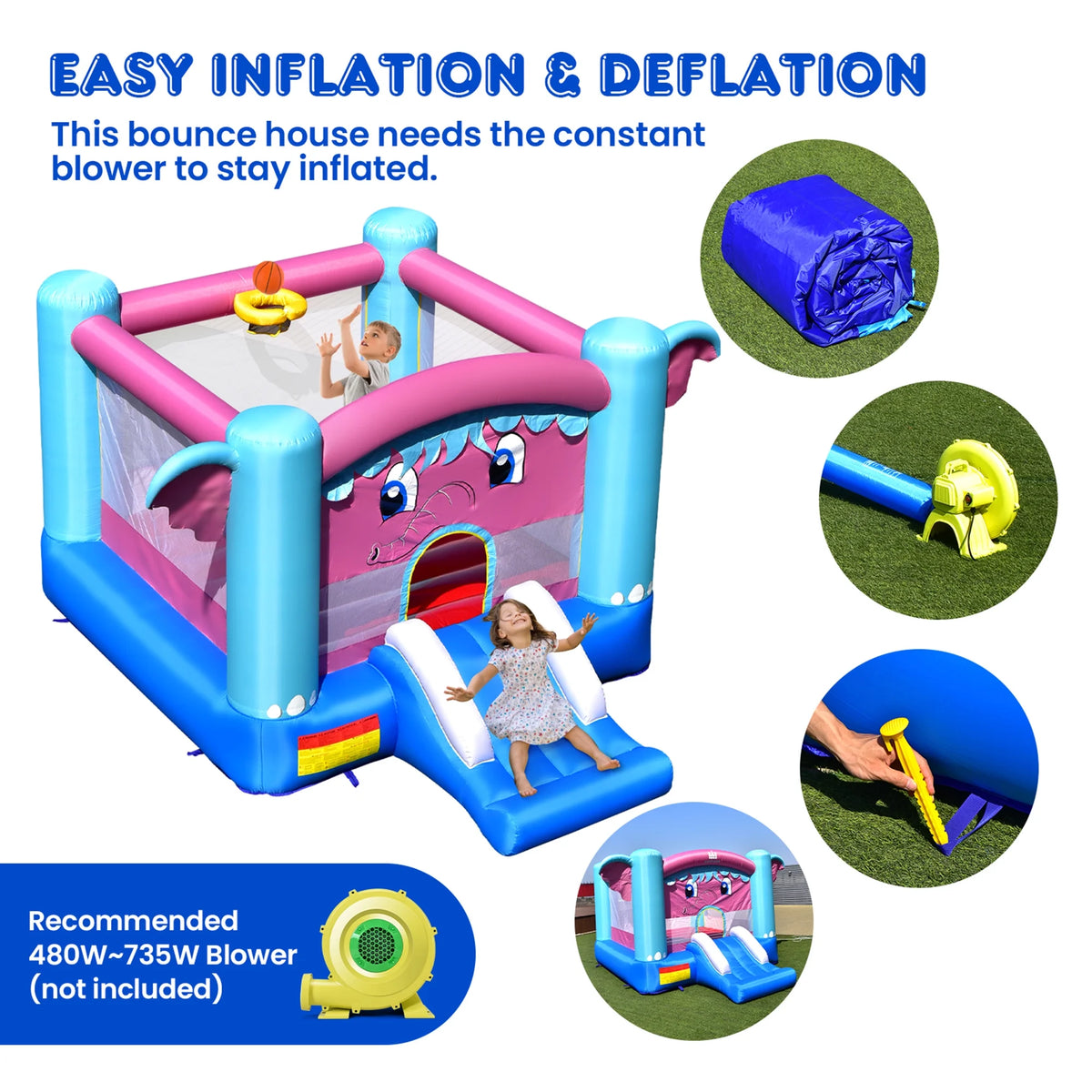 Inflatable Bounce House 3-in-1 Elephant Theme Castle J92276