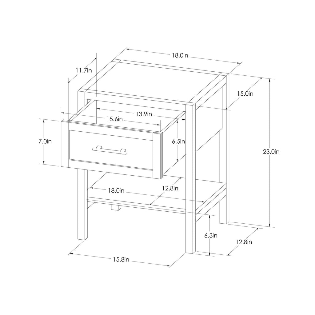 White End Table with Drawer D312