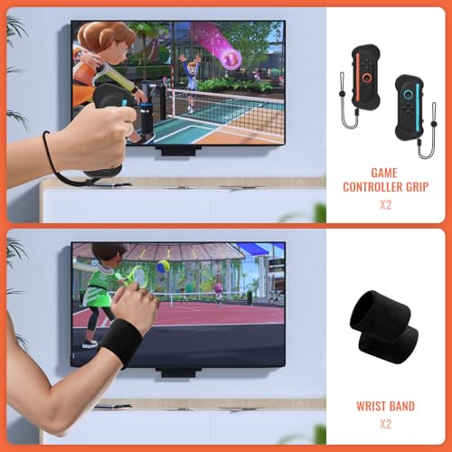Switch Sports Games Accessories Bundle, 10 in 1 Family Party Pack with Tennis Rackets, Golf Clubs, Leg Straps & Joycon Grips O6768