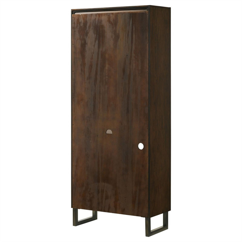 4-shelf Wood Bookcase Dark Walnut and Gunmetal R655