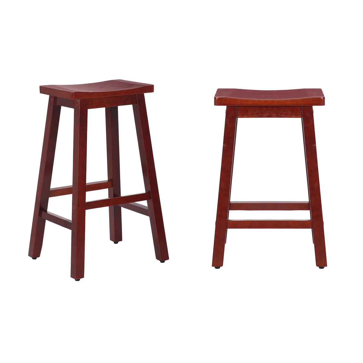 29 Inch Saddle Bar Stools Set of 2 Solid Wood Cherry V653