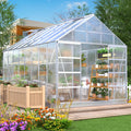 10' x 16' Walk-in Polycarbonate Greenhouse with Adjustable Roof Vent F4125