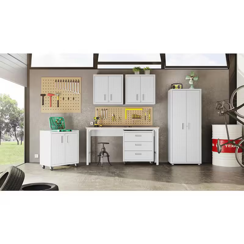 30 in. 2-Shelf Wall Mount Metal Garage Cabinet in White Q316