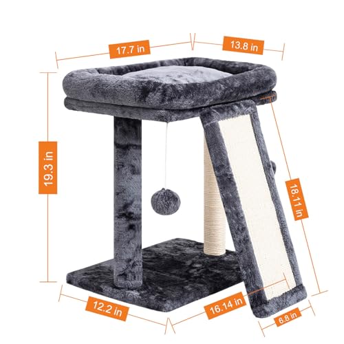 Small Cat Tree with Scratching Post, Light Grey H311