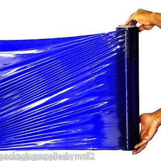 Blue Hand Stretch Wrap Cast Film 18" x 1500' 63 GA 4 Rolls S25266