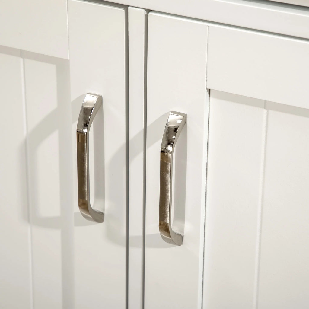 White Kitchen Island with Storage Cabinet and Drawers T7963