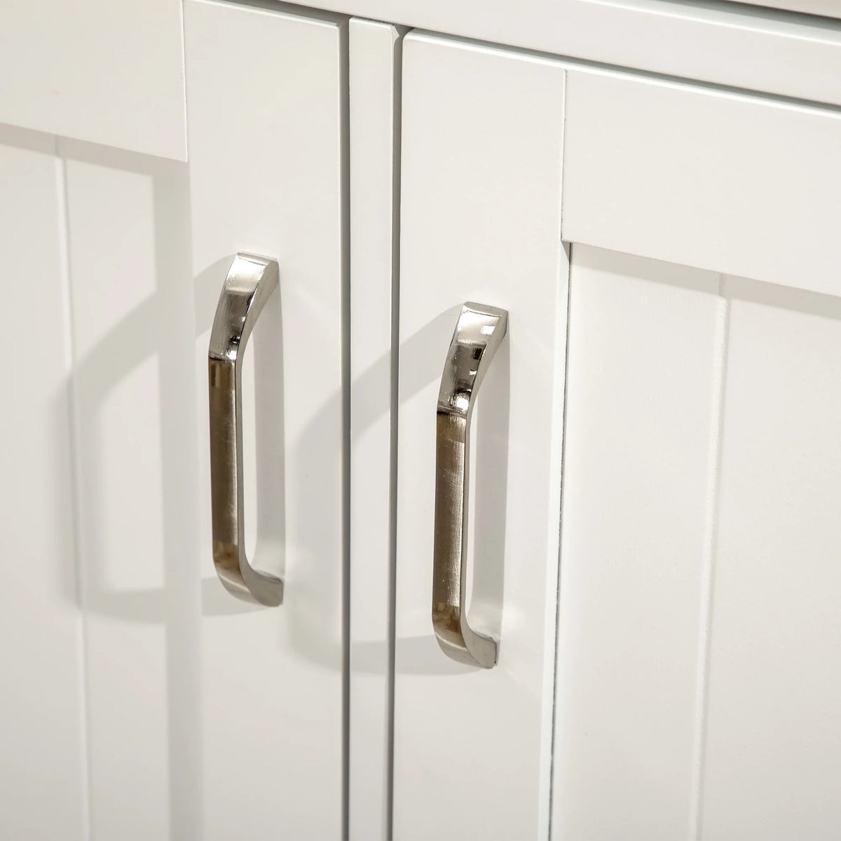 White Kitchen Island with Storage Cabinet and Drawers T7963