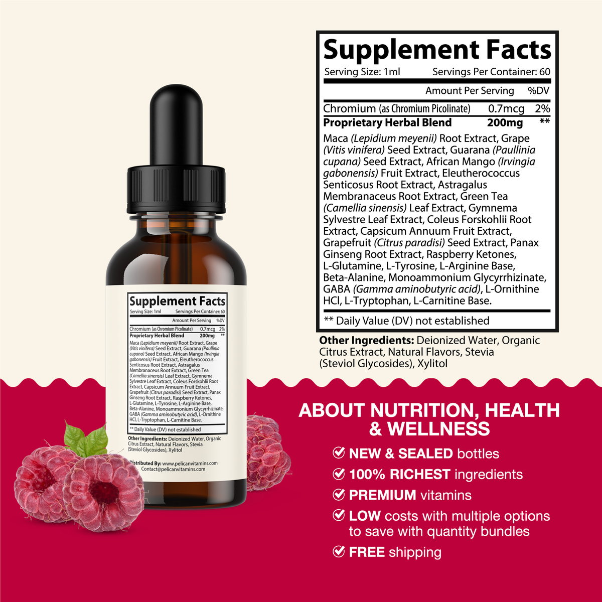 60ml 2fl oz Raspberry Ketone Drops G2278