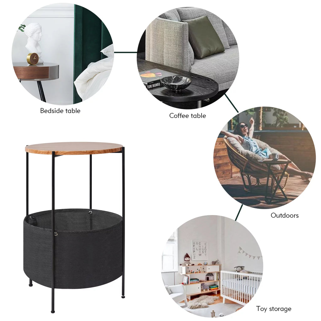 Small End Table Nightstand with Fabric Storage G87563