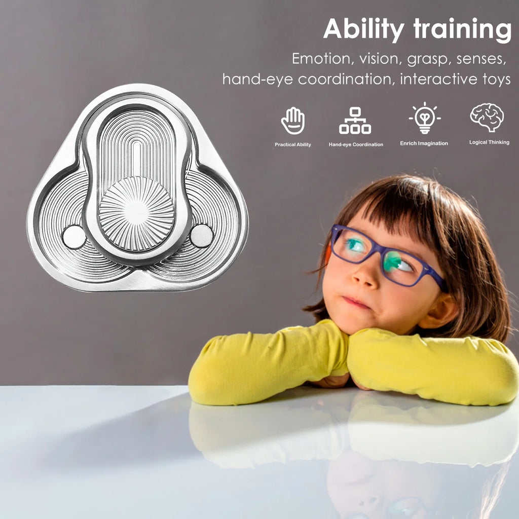 Rotary Push Toy Finger Spinner Stainless Steel Triangle Sensory Hand Toy F93253