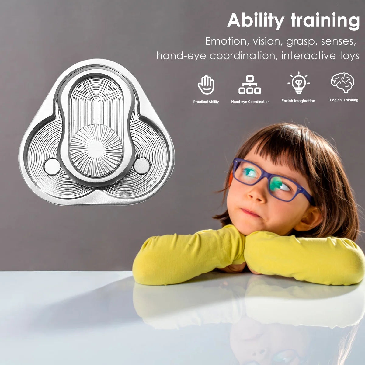Rotary Push Toy Finger Spinner Stainless Steel Triangle Sensory Hand Toy F93253