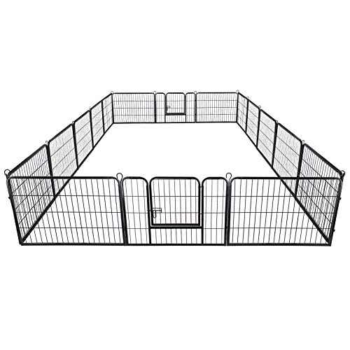 16 Panels 32 in Black Metal Pet Playpen T161