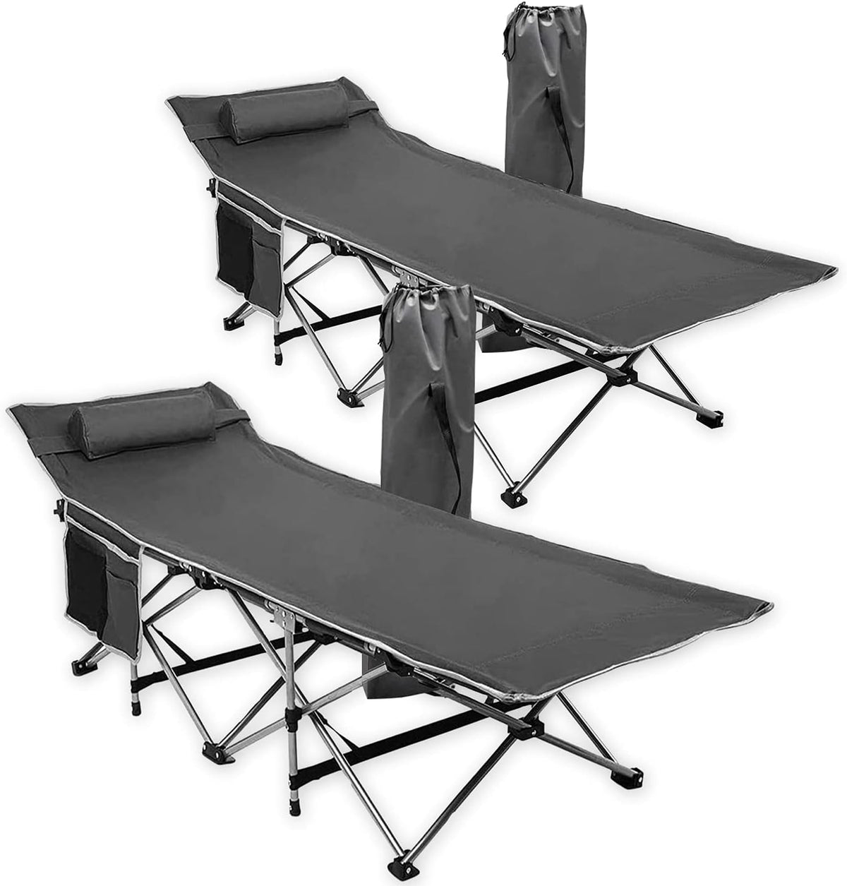 Folding Travel Cot 2 Pack Grey Lightweight Portable B75664
