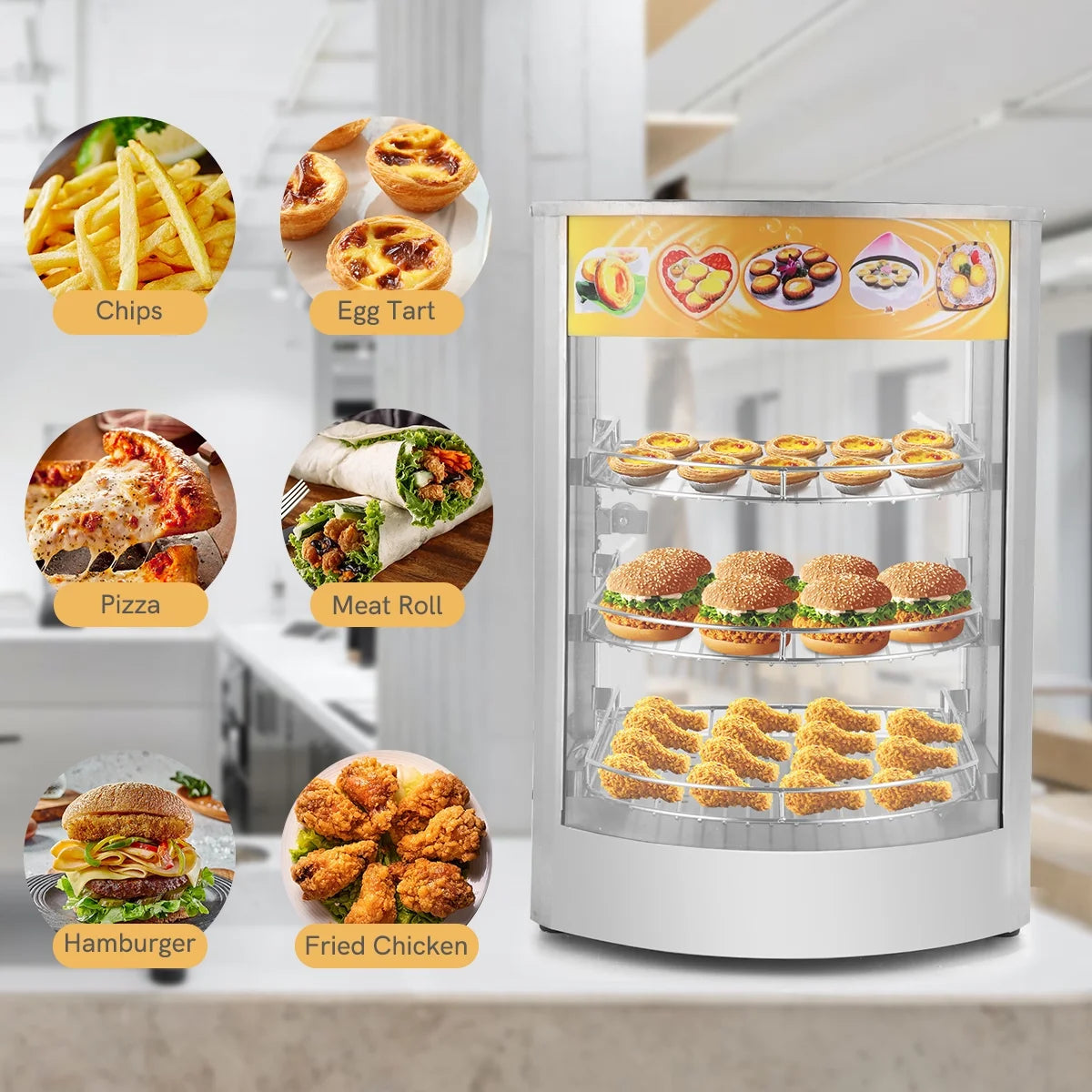 800W 3-Tier Commercial Food Warmer Display Case O502454