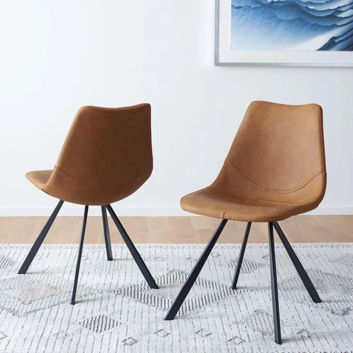 Cognac Tufted Dining Chair Set of 2 K711