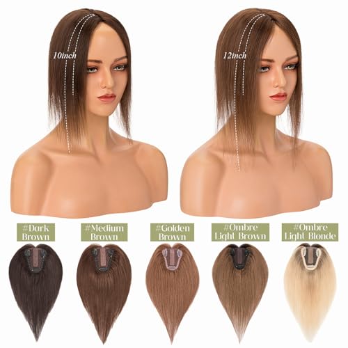 Medium Brown 10 Inch 100% Remy Human Hair Topper N3711
