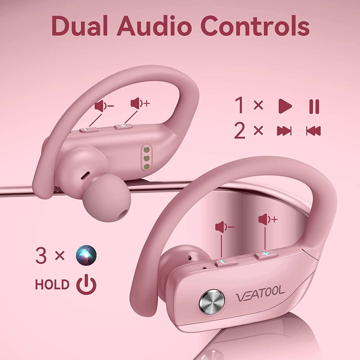 Wireless Bluetooth Earbuds with Earhooks Built-in Mic M971067