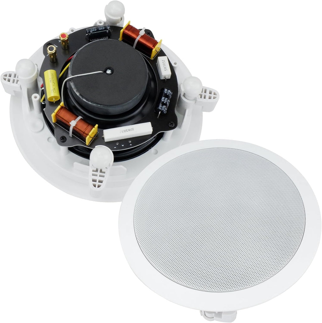 Dual 6-Inch in-Wall/in-Ceiling 2-Way Stereo Sound Speaker with 1" Silk Dome Tweeter and Crossover Network, Pack of 2 S254816
