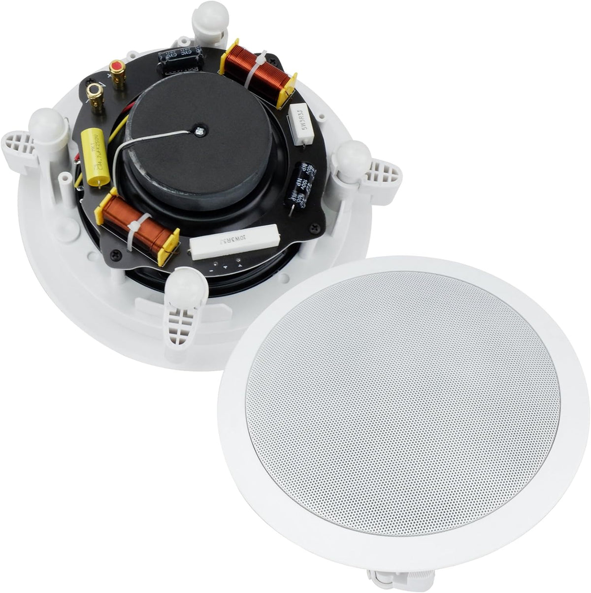 Dual 6-Inch in-Wall/in-Ceiling 2-Way Stereo Sound Speaker with 1" Silk Dome Tweeter and Crossover Network, Pack of 2 S254816