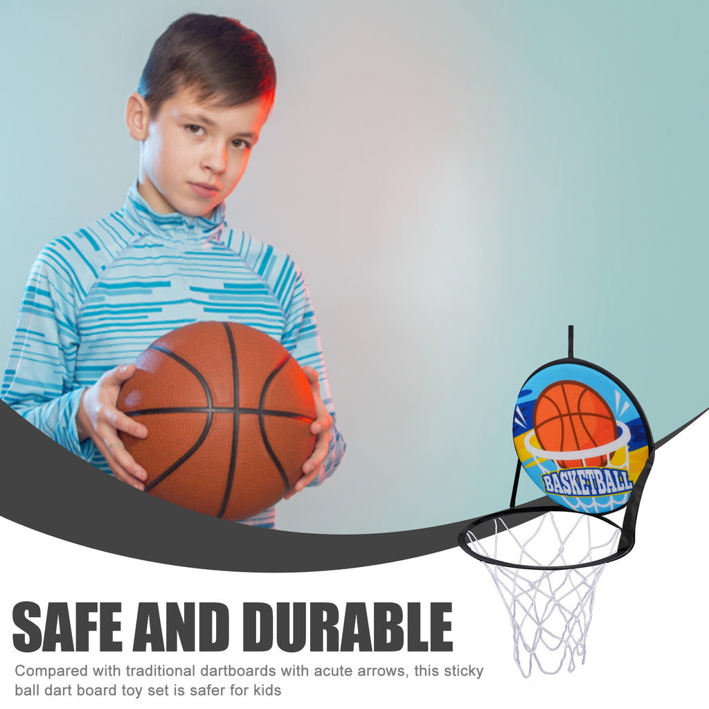 Double Sided Basketball Hoop Dart Board Sticky Ball Set A327802