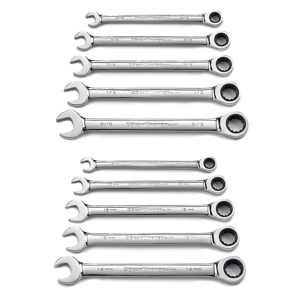 10 Pc Combination Ratcheting Wrench Set T7231