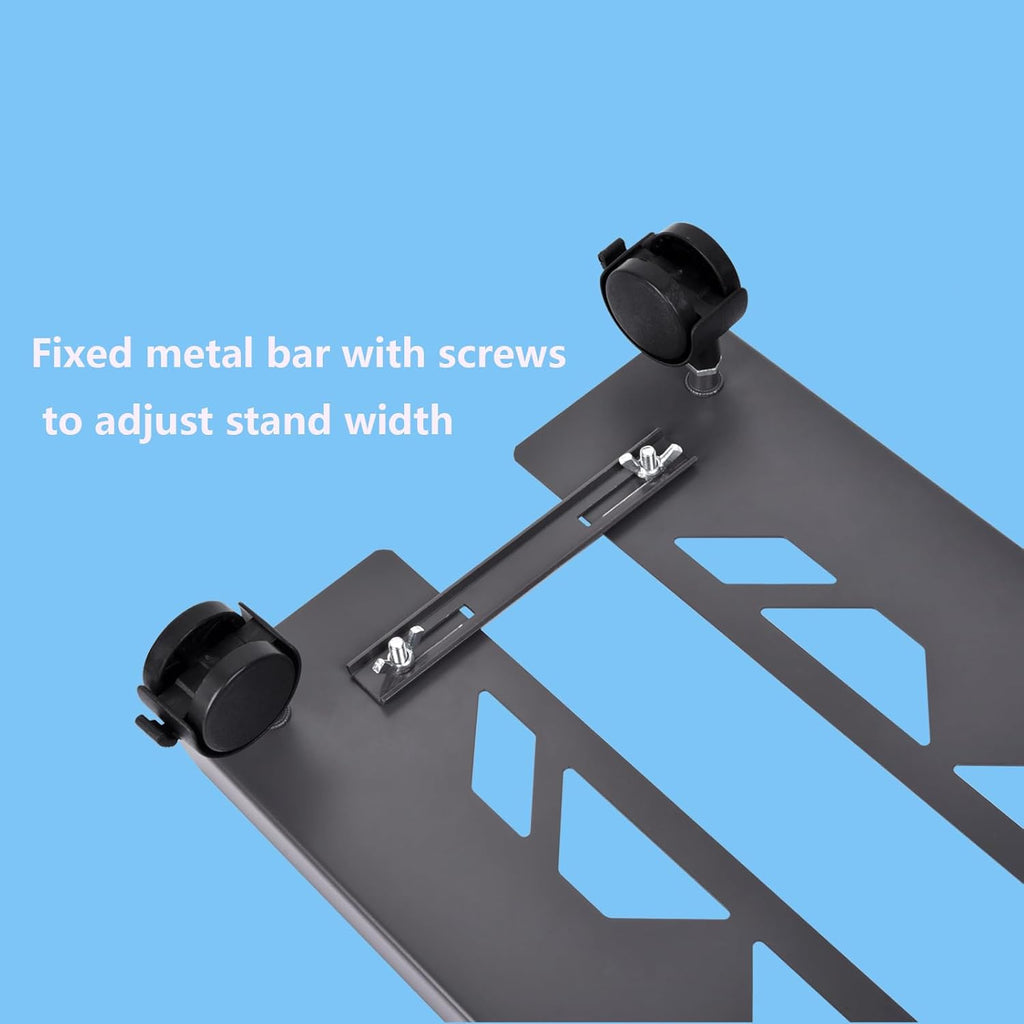 Black Adjustable Steel PC Tower Stand with 4 Locking Caster Wheels R19694