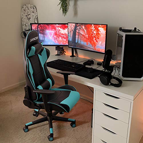 White Ergonomic Leather Gaming Chair with Headrest and Lumbar Support D282450