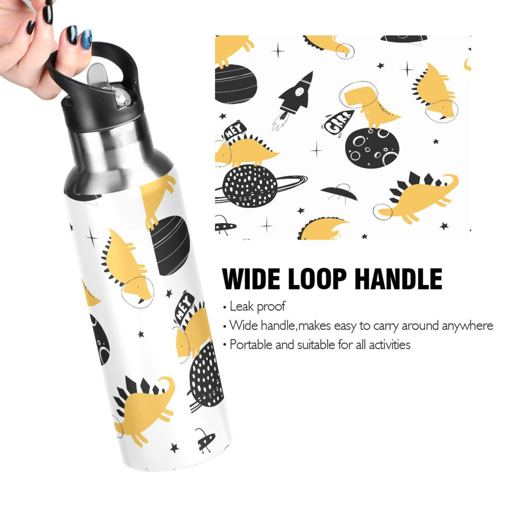 Stainless Steel Insulated Thermos Vacuum Flask Water Bottle with Straw Lid A78167