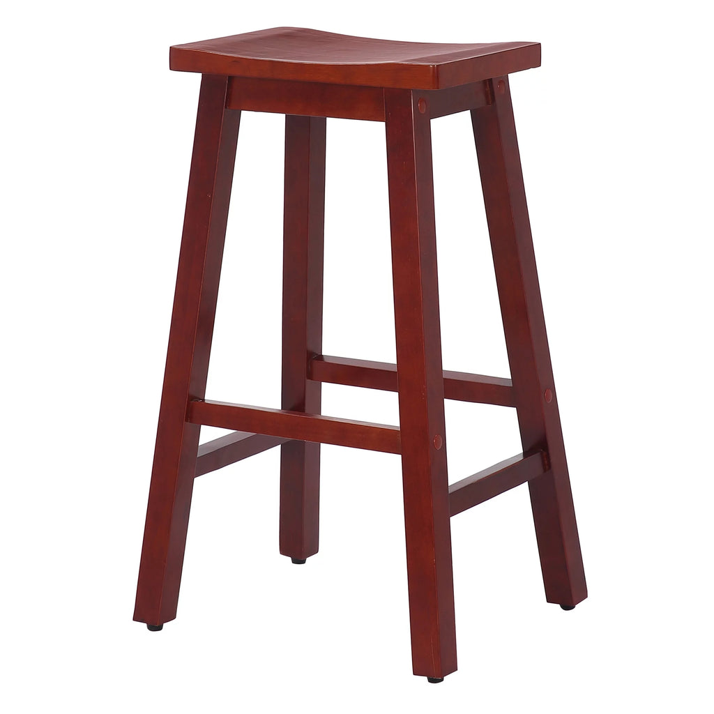 29 Inch Saddle Bar Stools Set of 2 Solid Wood Cherry V653