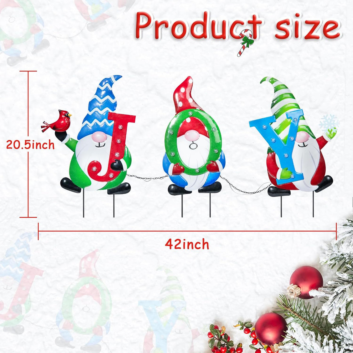 3 PCS Metal Christmas Yard Stakes with Led Light G6965