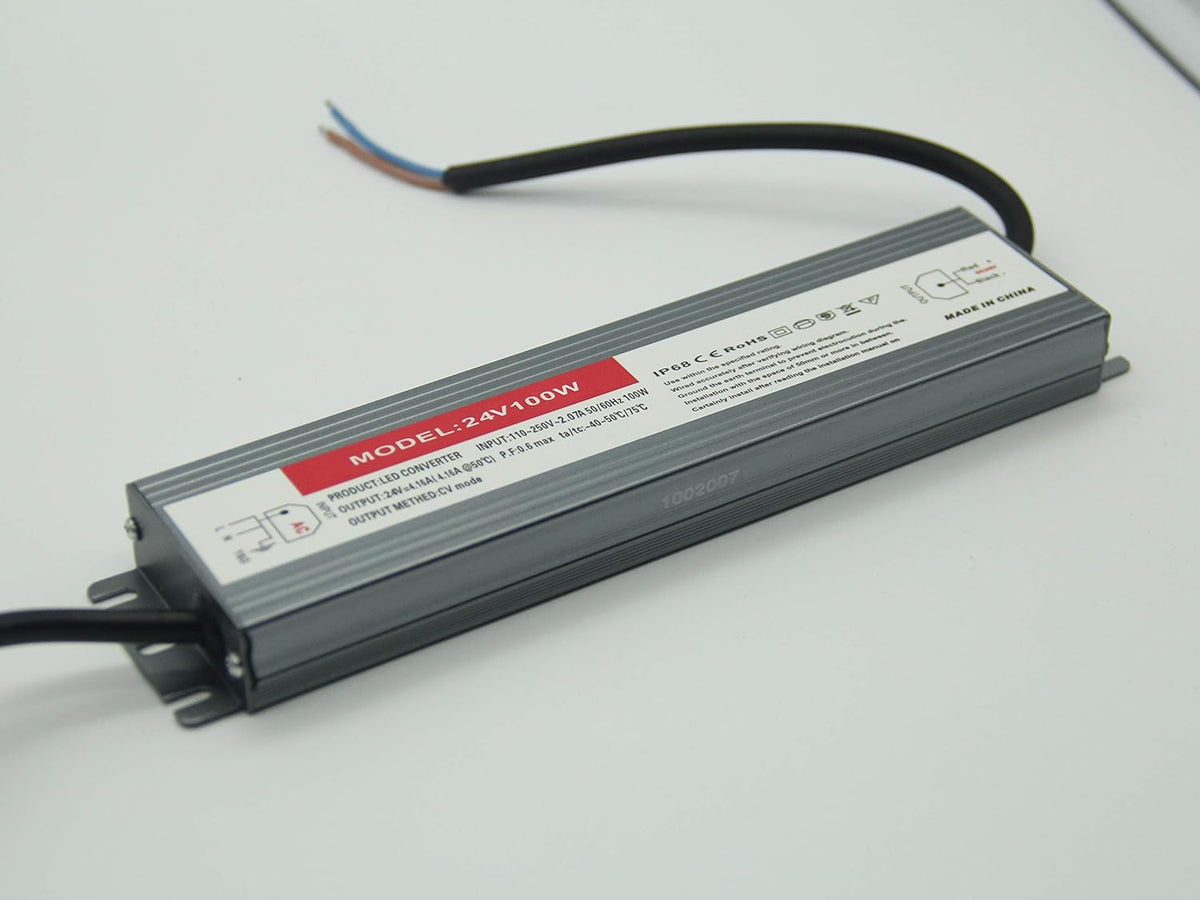 100W Waterproof IP68 LED Driver 110V-265V AC to 24V DC Power Supply Pack of 2 R456