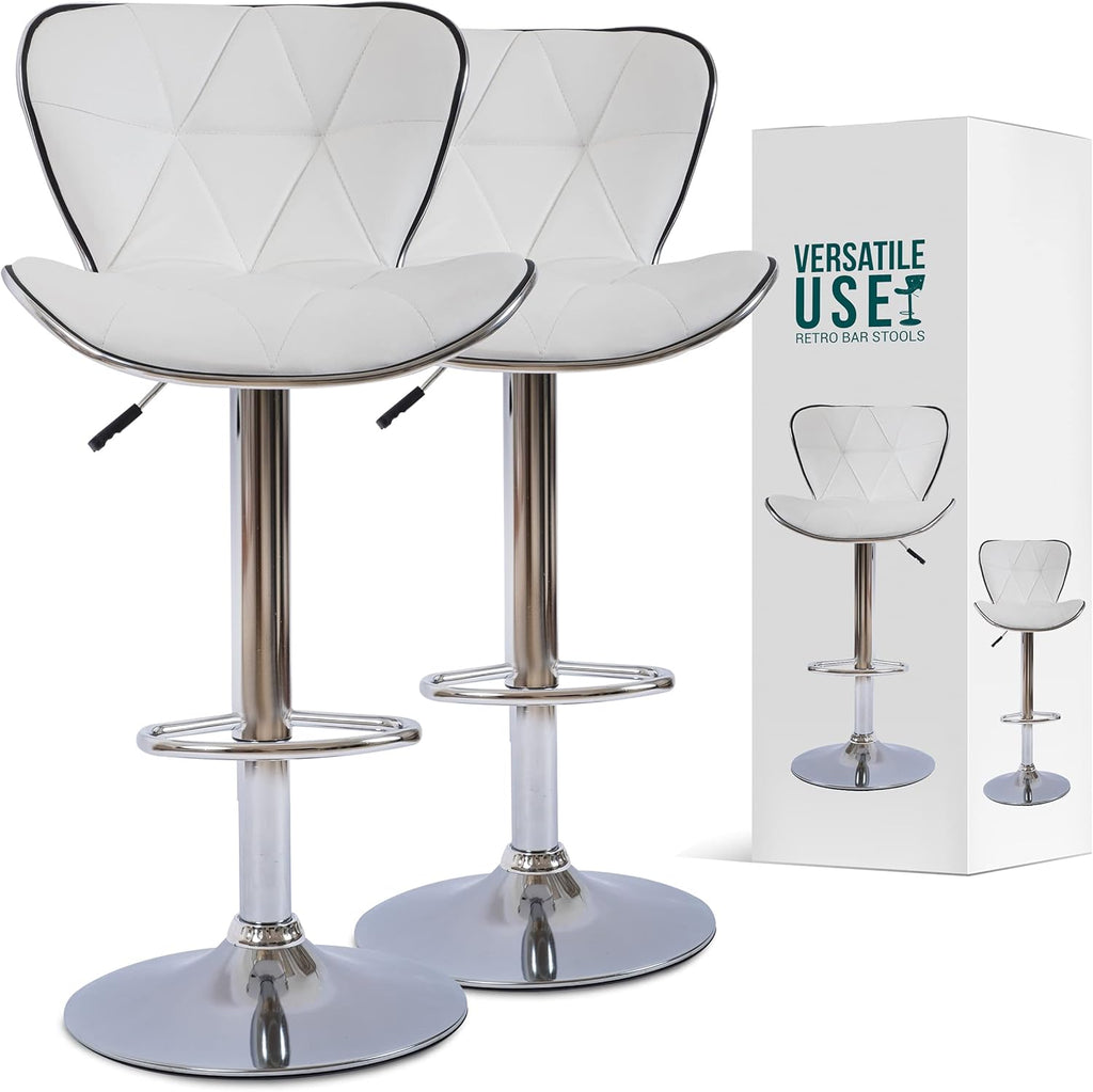 Adjustable Bar Stools Set of 2 White Q6488