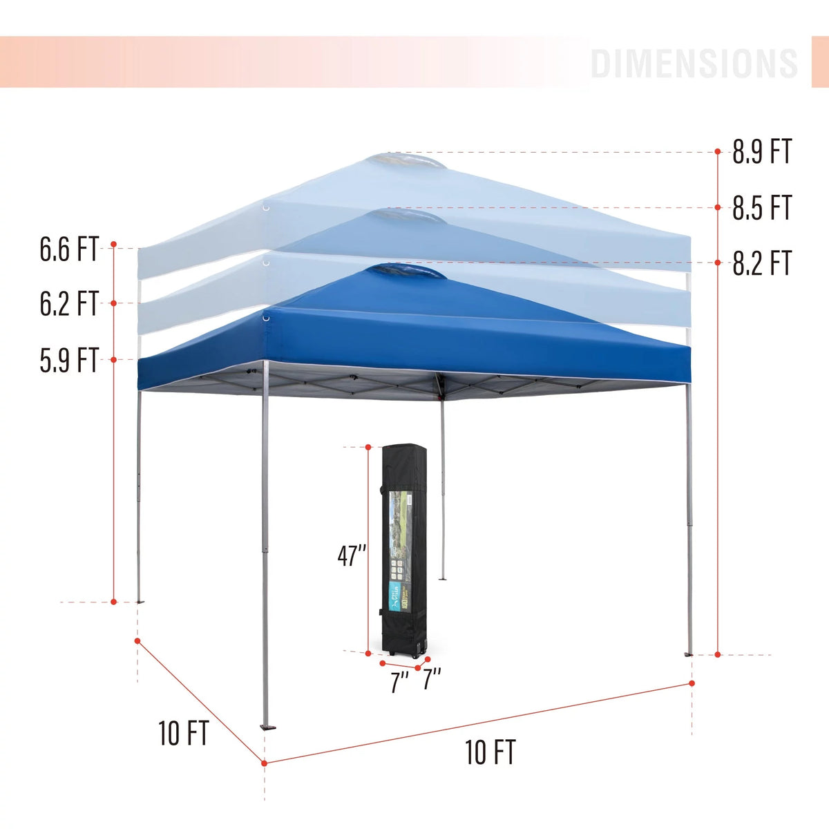10' x 10' Blue Pop Up Canopy Tent with Wheeled Bag S680