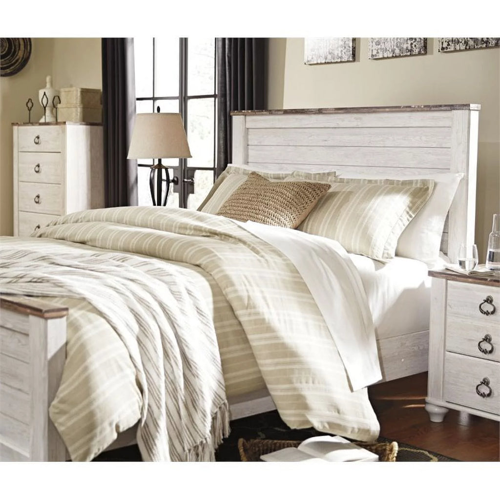 Queen Panel Bed in Whitewash N1869