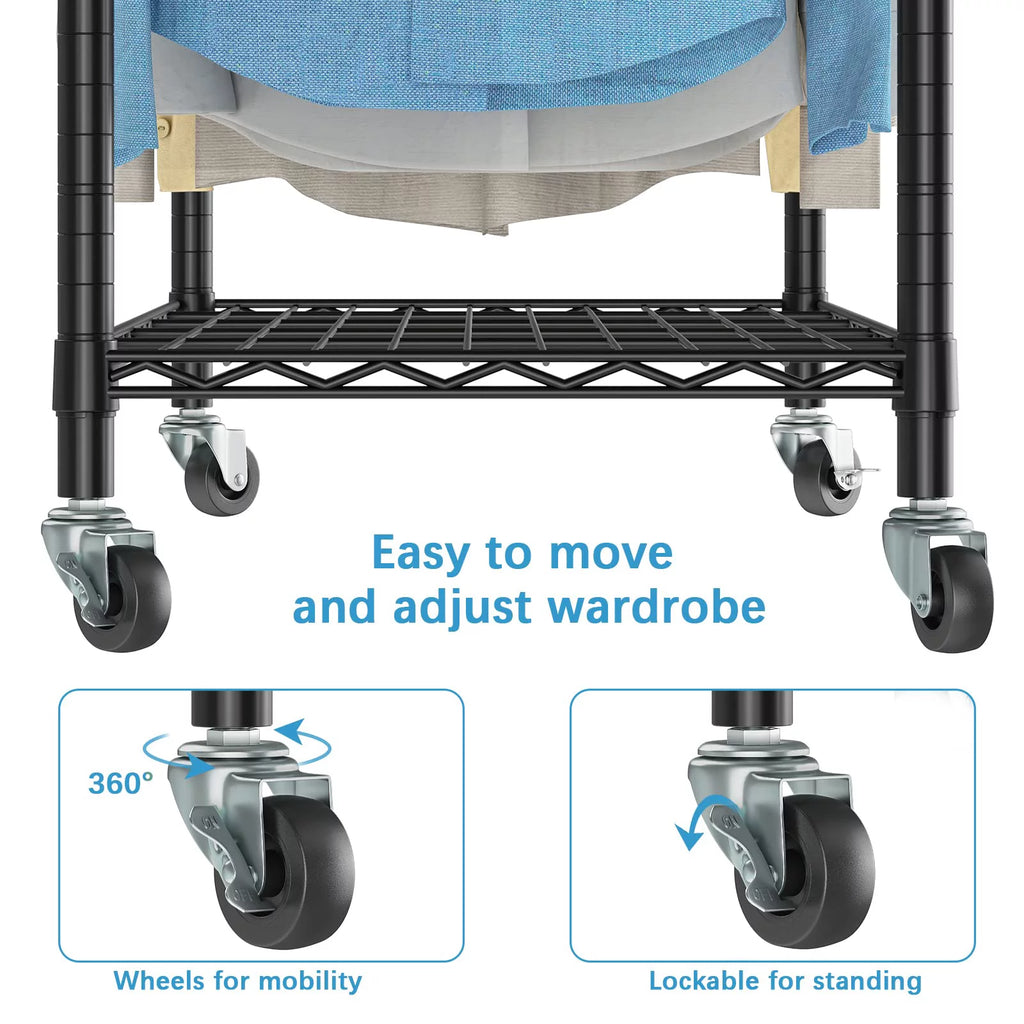 Black Rolling Clothes Rack U3900